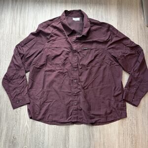 Columbia Men's Omni-Shade Hiking Shirt XXL Burgundy Long Sleeve UPF
